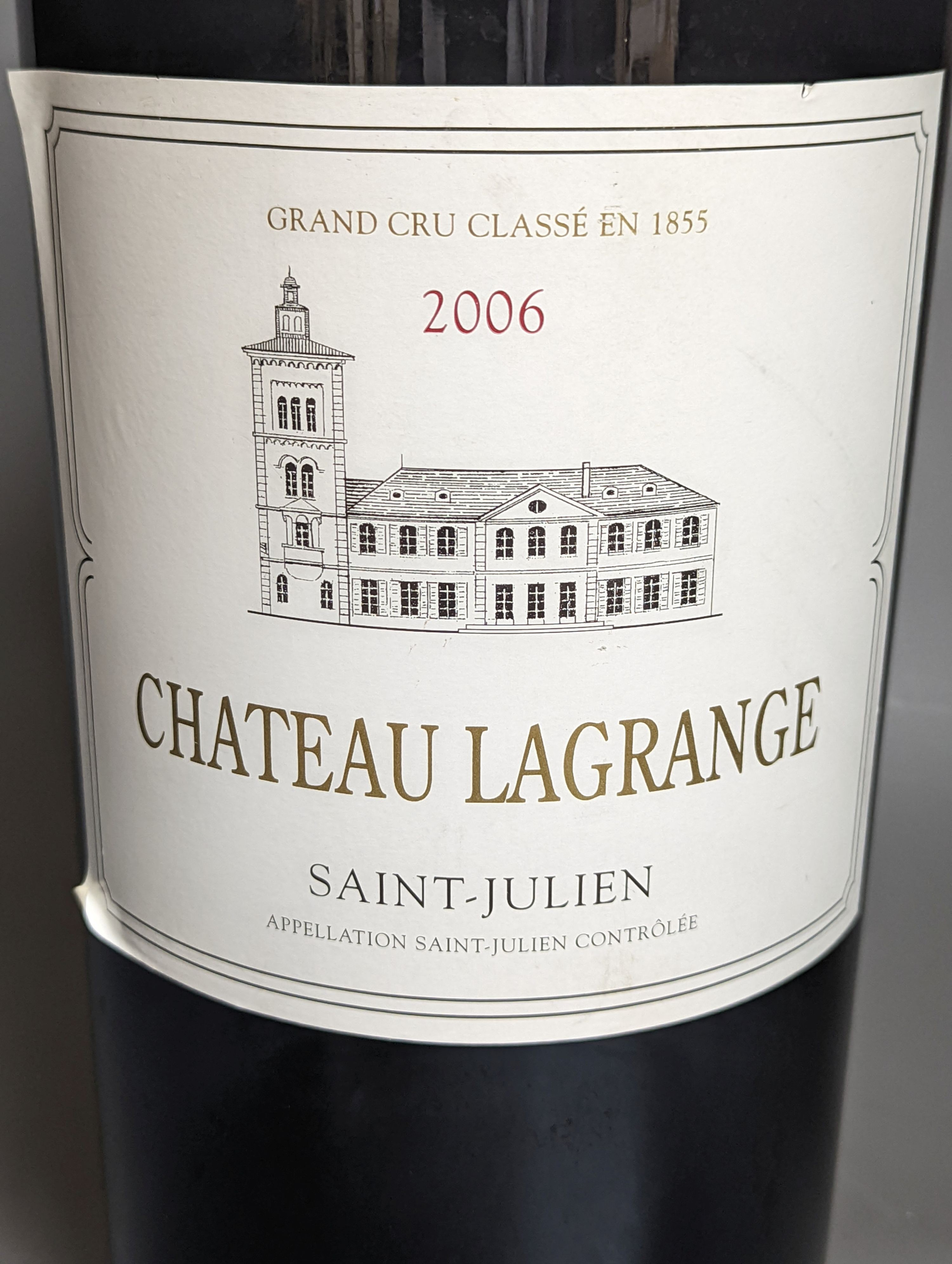 An imperial bottle of chateau la grange st Julien 2006